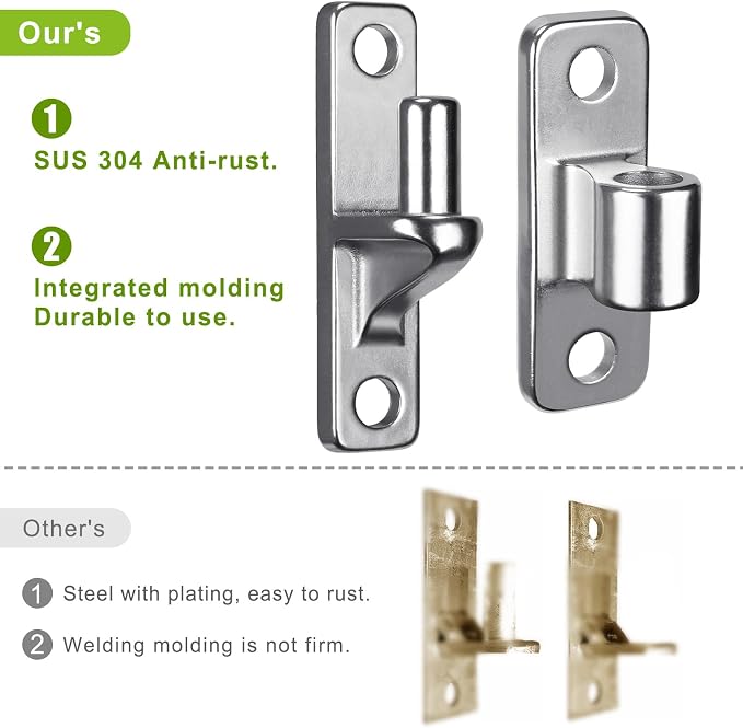 Insaga 304 Stainless Steel Gate Hinges 4 Pack, Heavy Duty Wall Mount Hinges - Image 4