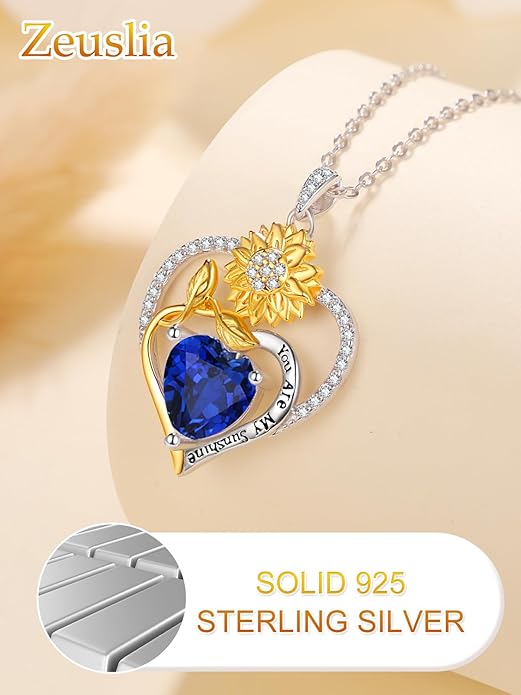 Valentine's Day Gifts for Wife 925 Sterling Silver Double Birthstone Pendant Necklaces I Love You for Always and Forever Necklace Anniversary Birthday Gifts for Wife Girlfriend Mom Her