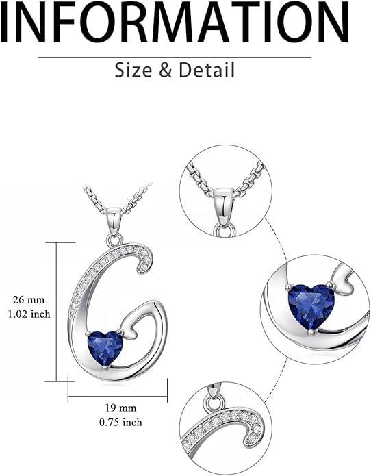 Valentines Day Gifts for Women Alphabet A to Z Initial Birthstone Pendant Necklaces for Women - 18k White Gold Plated Personalized Name Jewelry Valentine Mothers Day Birthday Gifts for Women Her Girlfriend
