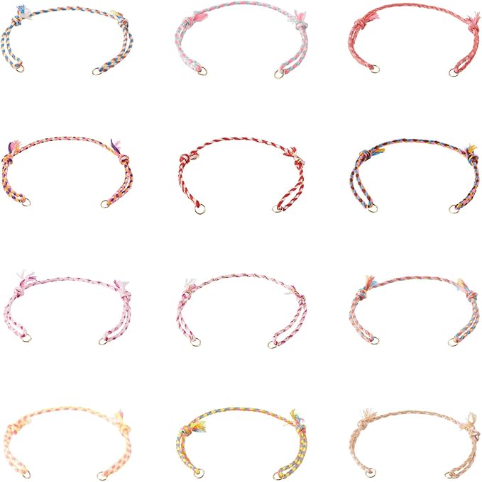 36Pcs Adjustable Braided Cord Bracelets Bracelet String with Clasp,10-1/4 Inch Colorful Polycotton Adjustable Bracelets,Thread Half Finished Bracelet for Wrist DIY Women Jewelry Making