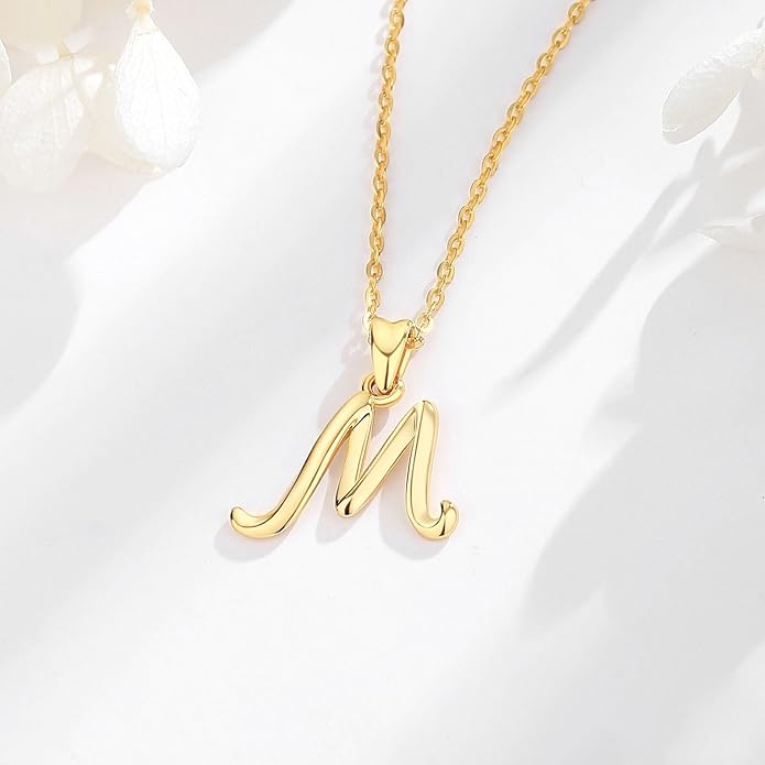 EUDORA Sterling Silver Initial Necklaces for Women, Classic 26 Letter Neckless Gifts for Girls, Sister, Mother Daughter, 18 inch Chain