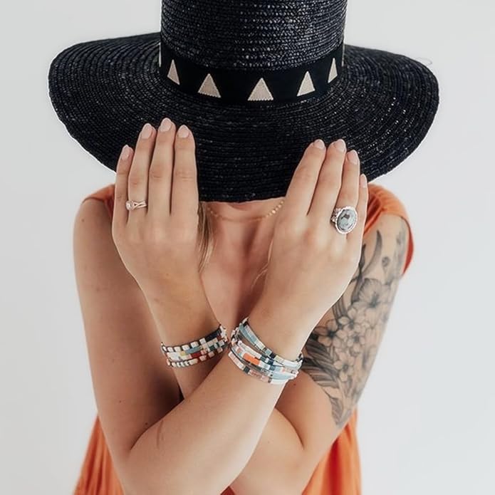 Sonateomber Tila Flat Beaded Stretch Bracelets for Women, Trendy Unique Colorful Square Beads Handmade Stack Bracelet Friendship Accessories Fashion Jewelry Gift