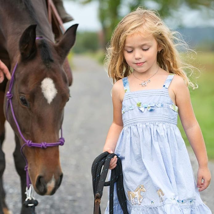 MONOOC Valentines Gifts for Kids Her Girls - Horse Necklace Gifts for Girls Horse Jewelry Necklaces Heart Initial Necklace Valentines Gift for Kids Her Teen Girl Women
