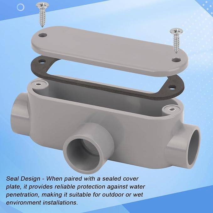 4Pack 1/2 Inch Rigid PVC Conduit Body Type T 0.50IN PVC Conduit Bodies T Type - Image 3