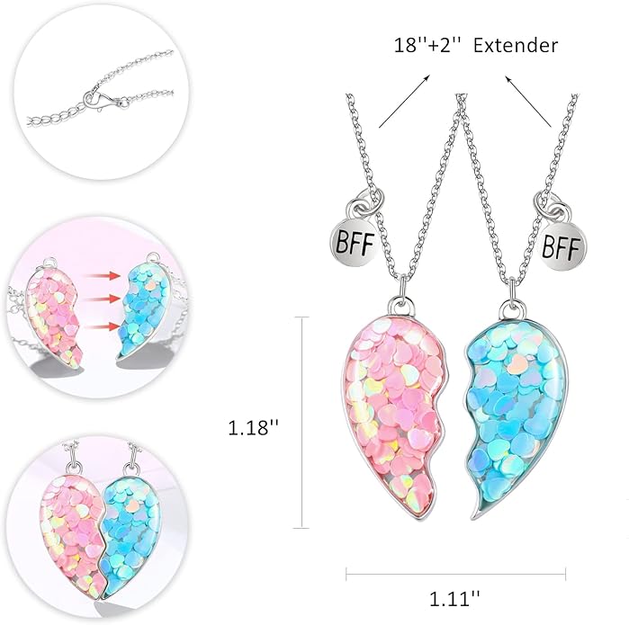 Couple Heart Or Cat BFF Best Friend for Girls Puzzle Friendship Pendant Necklaces,316L Stainless Steel