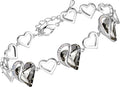 Leafael Infinity Love Heart Link Bracelets, Birthstone or Healing Stone Crystal Bracelet for Women, Silver Tone Jewelry Gifts for Her, 7-inch Chain and 2-inch Extender