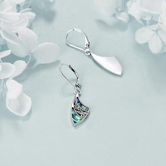Abalone Shell Dangle Drop Earrings for Women 925 Sterling Silver Filigree Bohemian Earrings Jewelry Gift