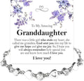 To My Granddaughter Bracelet from Grandma and Grandpa, Heart Chain Bracelet with Shiny Stones, Perfect Birthday or Graduation Christmas Gift for Granddaughter with Message Card and Gift Box