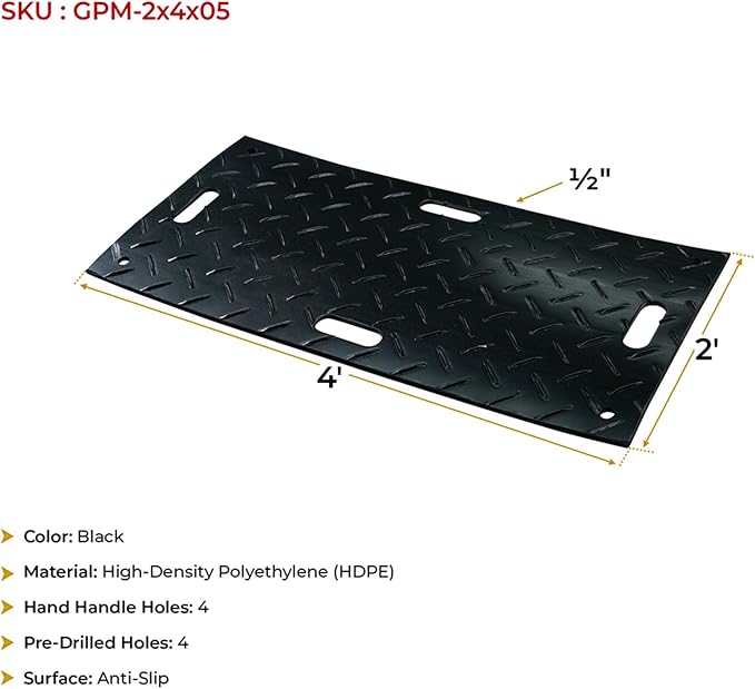 2' x 4' Ground Protection Mats w/Double Sided Diamond Plated Tread Design - Image 7