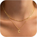 Initial Necklaces for Women Dainty Gold Silver Layered Letter Pendant Necklace Cute Figaro Chain Choker Necklace Personalized Trendy Stuff Jewelry Stack Gift for Women Her