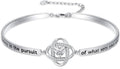 Valentines Day Gifts for Her, 18k White Gold Plated Love Knot Bracelets, Engraved Inspirational and Sentiment Bangle, Anniversary Birthday Jewelry Gift for Lover Wife Girlfriend Sister Friends