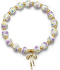 Beads Bow Charm Bracelet for Women Flower Vintage Bracelet Handmade Stretch Beaded Dainty Romantic Jewelry Gifts