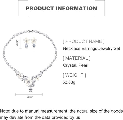 14K Gold & Freshwater Pearl Jewelry Set, Natural Crystal Necklace & Pearl Dangle Earrings, Luxury Bridal/Wedding Fashion Accessory