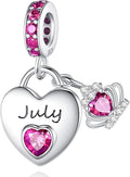 Birthstone Charms for Charms Bracelet: 925 Sterling Silver Heart Dangle Charms for Bracelets and Necklaces, Birthday Mother's Day Christmas Gifts For Women.