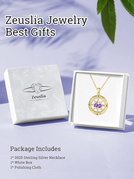 Valentine's Day Gifts for Wife 925 Sterling Silver Double Birthstone Pendant Necklaces I Love You for Always and Forever Necklace Anniversary Birthday Gifts for Wife Girlfriend Mom Her