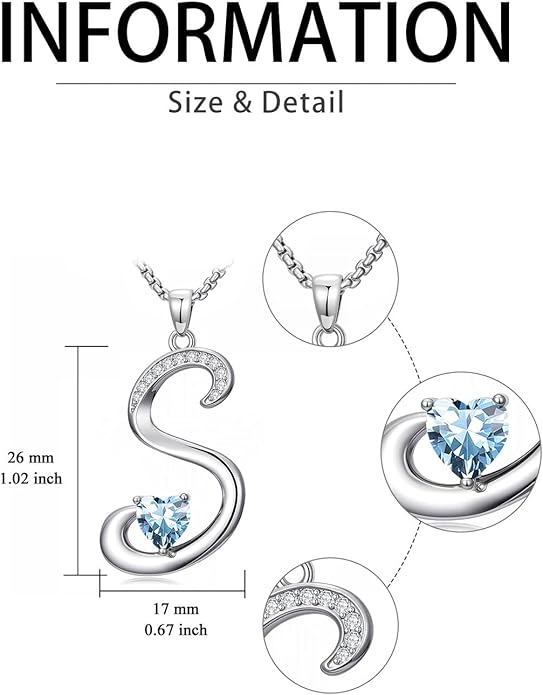 Valentines Day Gifts for Women Alphabet A to Z Initial Birthstone Pendant Necklaces for Women - 18k White Gold Plated Personalized Name Jewelry Valentine Mothers Day Birthday Gifts for Women Her Girlfriend