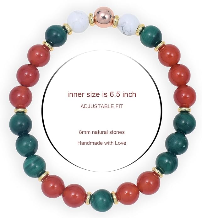 Strong Healing Crystal Bracelet 8MM Genuine Stone Bracelet Lucky Beaded Bracelet Chakra Bracelet 6.5 inch Positive Energy Inspirational Gifts for Women Mom