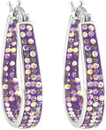 Savlano 14K White Gold Plated Inside Out Crystal Hoop Earrings For Women Comes With Savlano Gift Box