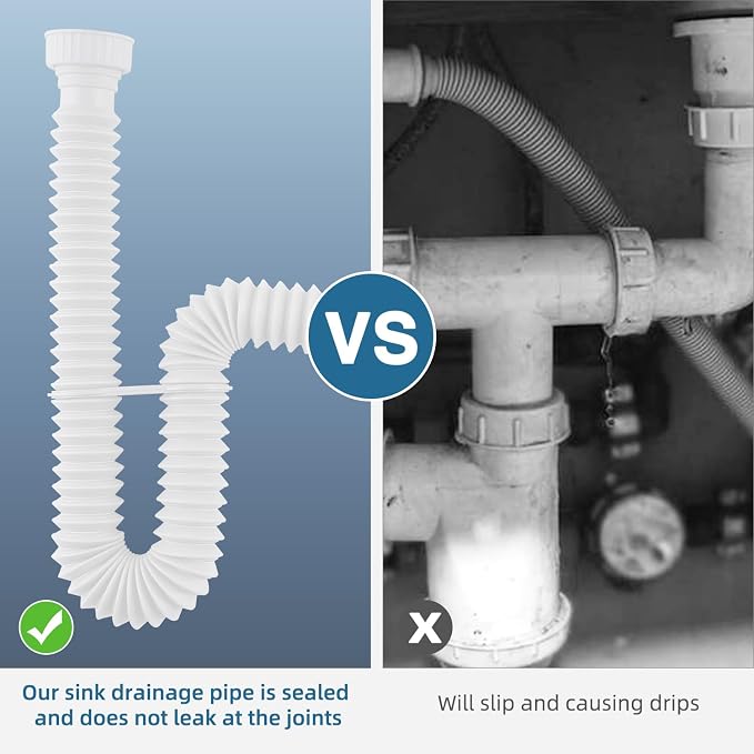 Sink Drain Pipe, Flexible Sink P-Trap Pipe - Image 2