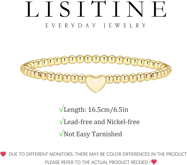 Gold Bracelets for Women 14K Gold Beaded Bracelets Stackable Bracelets for Women Gold Charm Bracelet Non Tarnish Gold Jewelry for Women Trendy