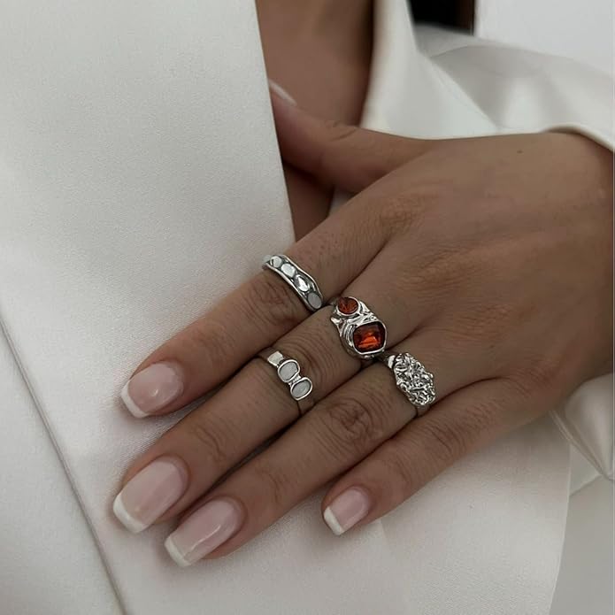 Sora Tuki Rings for Women Chunky Rings Set Adjustable Stackable Ring for Women Bold Thick Statement Ring Trendy Chunky Jewelry
