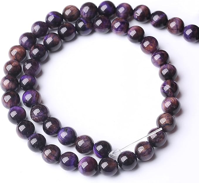 Natural Purple Tiger Eye Beads Round Loose Stone Beads Energy Gemstone Healing Power for Jewelry Making 1 Strand 6mm 60pcs