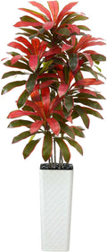 Artificial Dracaena Tree: 7FT Fake Plants Silk Faux Trees（White Pot） | by TNGGNT
