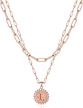 Yoosteel Valentines Gifts for Women Her - Gold Layered Initial Necklaces for Women 14K Gold Plated Dainty Layering Paperclip Link Chain Necklace Coin Initial Necklace Birthday Gifts for Teen Girls