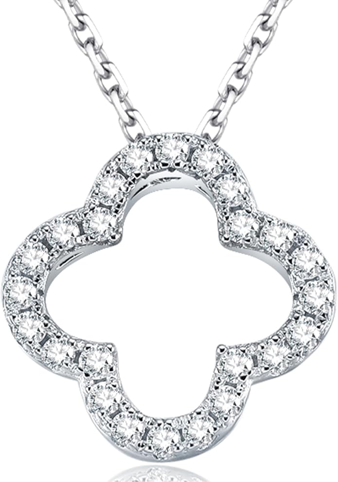 Lab Grown Diamond Necklace, Solid 925 Sterling Silver with Round Cut, Fine Jewelry for Women Anniversary Birthday Valentine’s Day Gifts