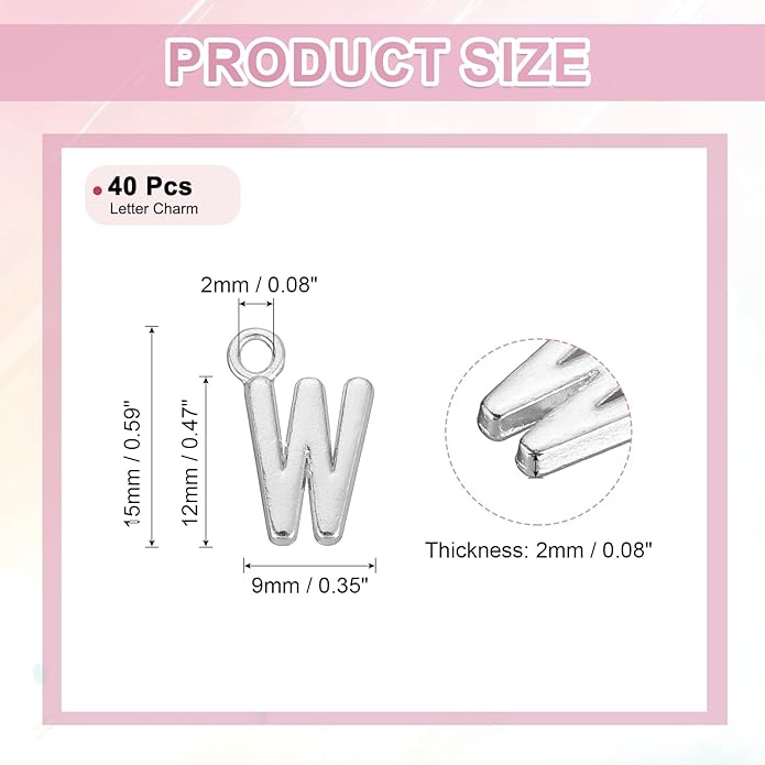 uxcell Letter Charm, Alloy Letter Initial Alphabet Charm for DIY Crafts Jewelry Making Bracelet Earrings Necklace