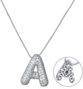 RWQIAN Letter Necklace for Women Bubble, Chunky Initial Alphabet A-Z Pendant Puffy Name Personalized Necklace Dainty Zircon CZ Fashion Jewelry Gifts for Girls Girlfriend