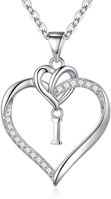 STORUP Valentines Gifts for Her Teen Girls - Heart Initial Necklaces for Women Girls, 14K-Gold-Plated CZ Initial A-Z Heart Necklaces for Teen Girl Jewelry Valentines Gifts for Women Mom Wife Sister