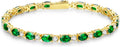 FANCIME 14K Gold Plated Birthstone Bracelets 4mm Sterling Silver Tennis Bracelets Gold Bracelets Birthday Jewelry Gifts for Women 7"