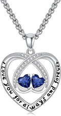 Birthstone Necklaces for Women I Love You for Always and Forever Heart Pendant Necklace Anniversary Jewelry Christmas Valentine Mothers Day Birthday Gifts for Her Wife Girlfriend