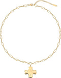 MQV Chunky Statement Gold Hammered Bold Cross Necklace Thick Chain Vintage Chain Pendant Jewelry