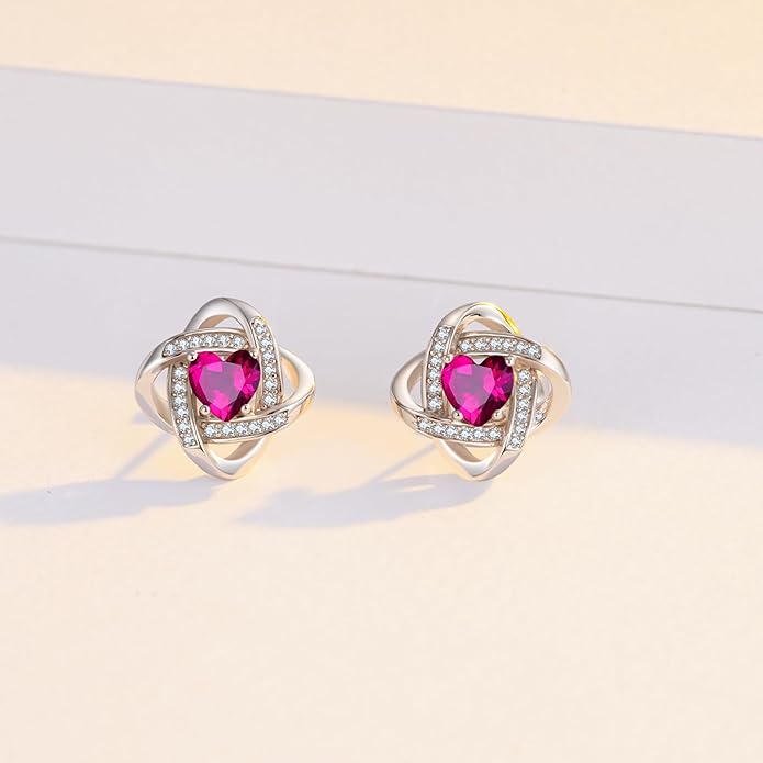 MEDWISE 925 Sterling Silver Birthstone Stud Earrings for Women Birthday Jewelry Gifts for Daughter Mother Women Valentines Day Gifts for Her