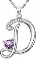 Valentines Day Gifts for Women Alphabet A to Z Initial Birthstone Pendant Necklaces for Women - 18k White Gold Plated Personalized Name Jewelry Valentine Mothers Day Birthday Gifts for Women Her Girlfriend