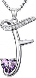 Valentines Day Gifts for Women Alphabet A to Z Initial Birthstone Pendant Necklaces for Women - 18k White Gold Plated Personalized Name Jewelry Valentine Mothers Day Birthday Gifts for Women Her Girlfriend
