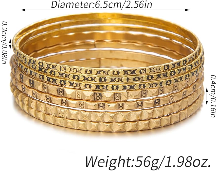 16Pcs Gold Bangle Bracelets for Women - Multi Layer Stackable Textured Bracelets Boho Jewelrys Set.