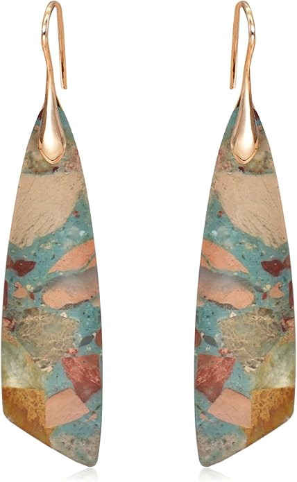 Natural Stone Earrings for Women Boho Triangles Dangle Drop Earrings