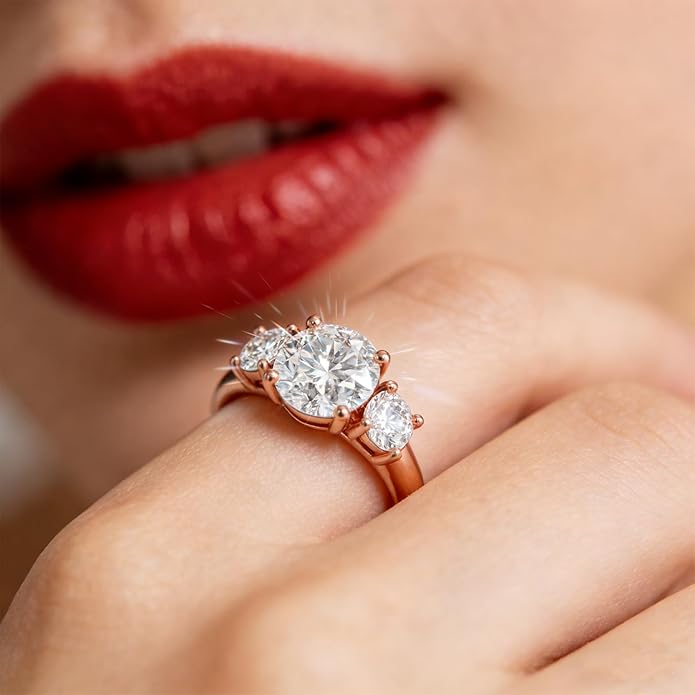 Engagement Rings for Women, Wedding Band for Women，Brilliant D Color VVS1 Clarity Lab Created Rings 14K White Gold Vermeil Ring for Women Jewelry Gifts Adjustable Ring 4-10