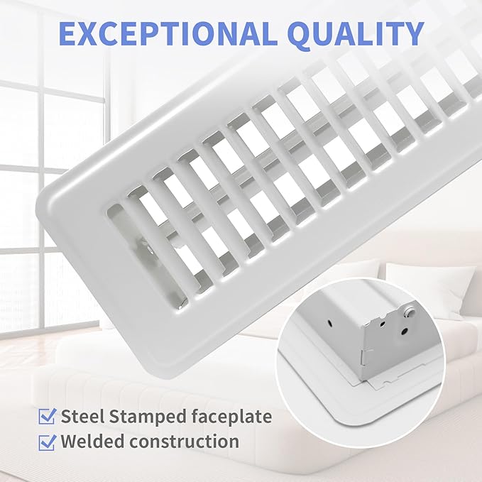 Howeall 2 Pack Floor Register 2" x 12" Inch Heavy Duty Floor Vents, Metal Heat - Image 2