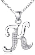 AEONSLOVE 925 Sterling Silver Initial Necklaces for Women, 26 Letters Pendants Necklace Gift for Mother, Daughter, Wife, 18 Inch Chain
