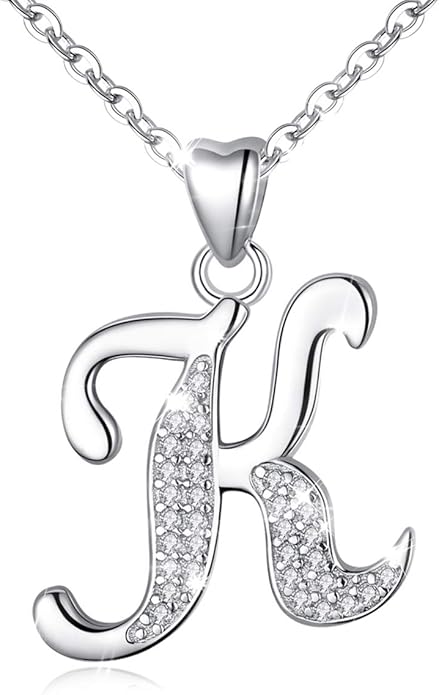 AEONSLOVE 925 Sterling Silver Initial Necklaces for Women, 26 Letters Pendants Necklace Gift for Mother, Daughter, Wife, 18 Inch Chain