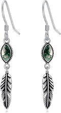 Feather Earrings for Women 925 Sterling Silver Western Boho Drop Dangle Earrings Vintage Feather Jewelry Gifts