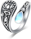 Midari Sun and Moon/Bee/Celtic/Life of Tree/Lotus Spoon Ring for Women 925 Sterling Silver Adjustable Ring Open Ring for Women Men Halloween Birthday Gift