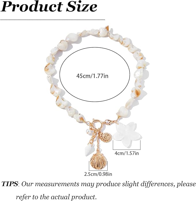 Gold Sea Shell Necklace Layered Charm Necklace for Women Boho Summer Seashell Beach Starfish Necklaces 14k Pearl Chain Surfer Jewelry Beach Vacation Essentials