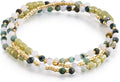 Beaded Bracelets Stack for Women Small Beaded Stretch Stone Bracelets Stackable Gemstone Crystal Dainty Boho 14K Gold Plated Beads Anklets Necklace Summer Jewelry for Women