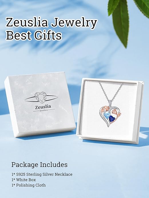 Valentine's Day Gifts for Wife 925 Sterling Silver Double Birthstone Pendant Necklaces I Love You for Always and Forever Necklace Anniversary Birthday Gifts for Wife Girlfriend Mom Her