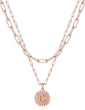Yoosteel Valentines Gifts for Women Her - Gold Layered Initial Necklaces for Women 14K Gold Plated Dainty Layering Paperclip Link Chain Necklace Coin Initial Necklace Birthday Gifts for Teen Girls
